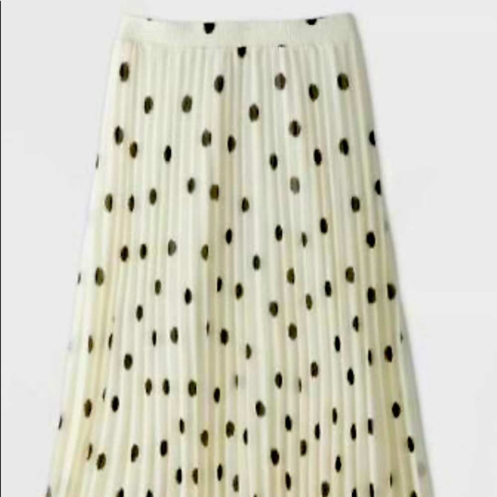 A New Day Midi White & Black Polka Dot Skirt